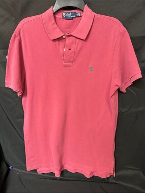 Polo by Ralph Lauren Men’s Coral-Red Polo Shirt with Embroidered Pony